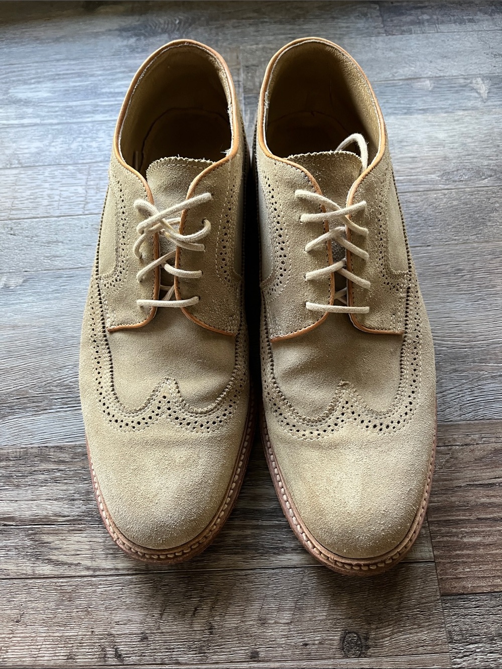 Frye Men's Suede Wingtip Oxfords in Light Tan